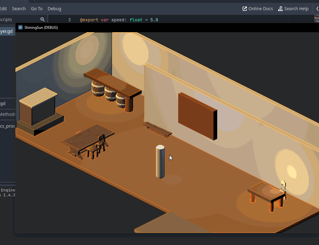 Excited reaction GIF celebrating the Godot 3D scene working
